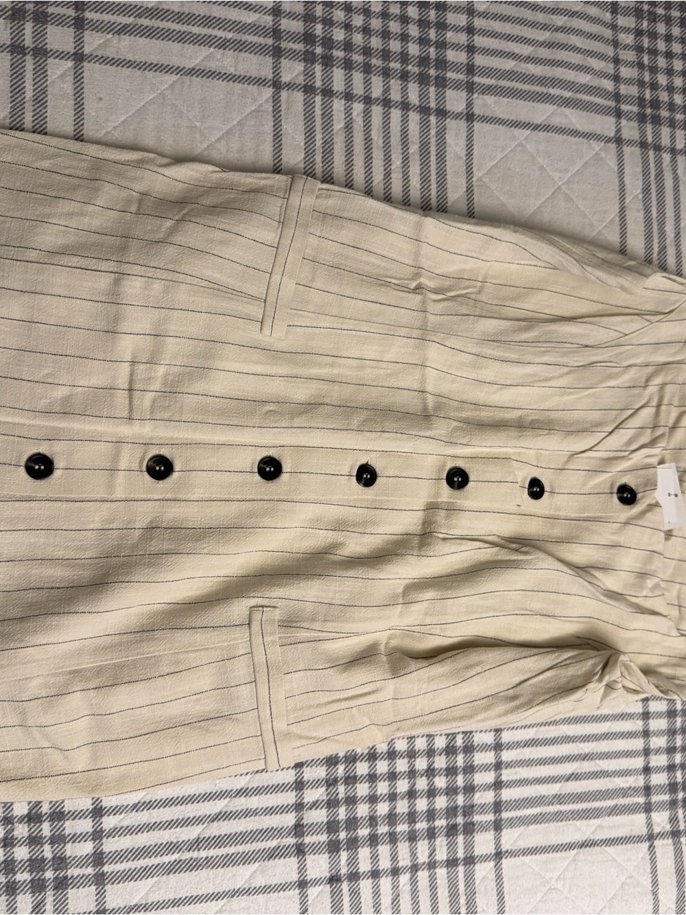 H&M Cream Pinstripe Blazer with Dark Buttons